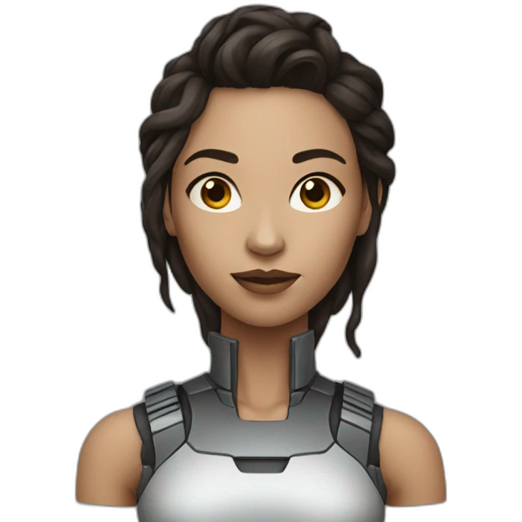 cyborg woman dark brown hair emoji