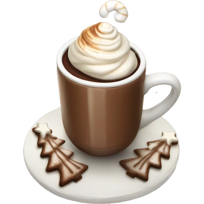 hot chocolate with whipped toasted marshmallow in a Christmas tree my g emoji