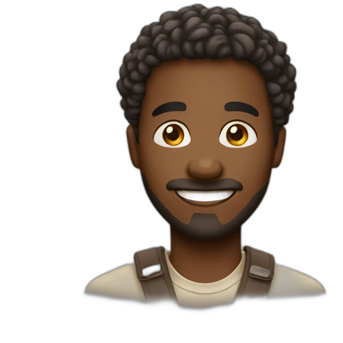 Create an emoji depicting an African man with a joyful and loving expression, showcasing the warmth and affection associated with being in love. emoji