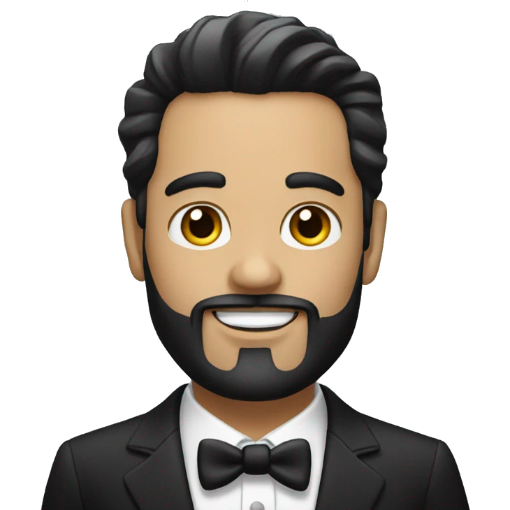 White man with black hair and beard in tux  emoji