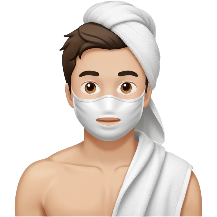 Has a un hombre con una toalla aplicándose una mascarilla blanca  emoji