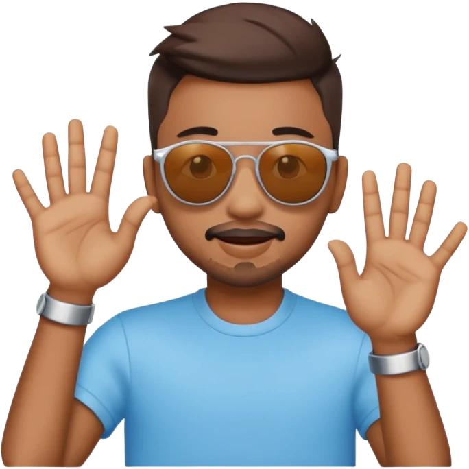 A emoji doing hands like hardik Pandya after winning t20 world cup in sky blue colour round emoji Cat wearing sunglasses emoji