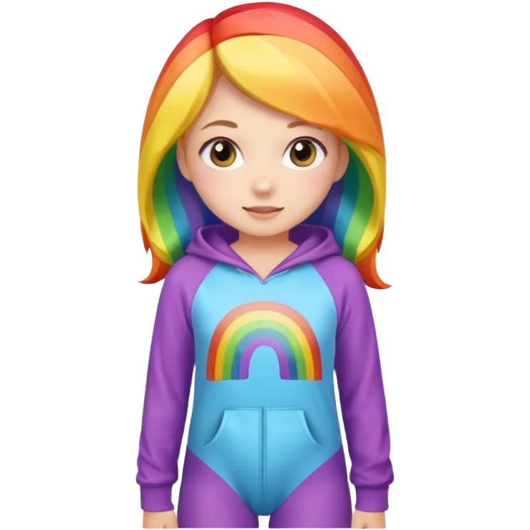 Cute girl in a rainbow onesie  emoji