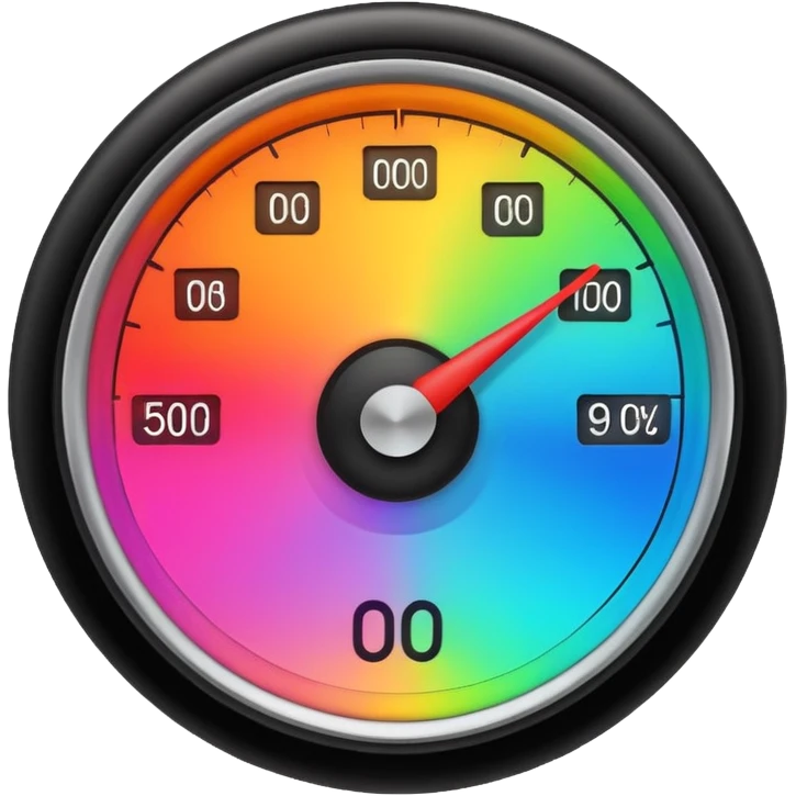 a percentage meter measuring capacity, neon colors emoji