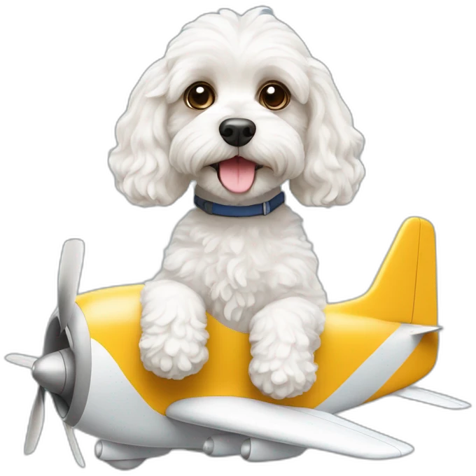 White cavapoo in an airplane emoji