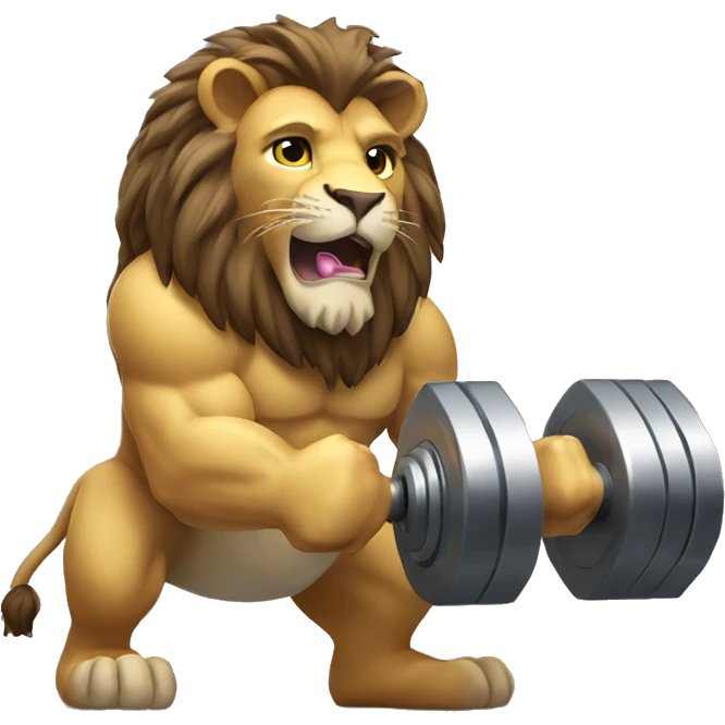 lion lifting dumbell emoji