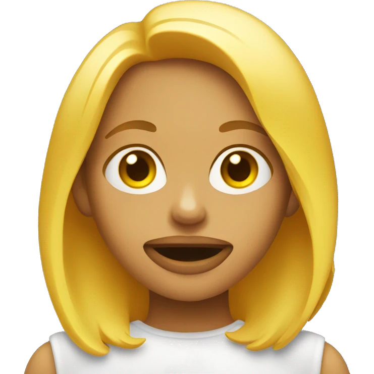 Girl emoji with a yellow bone in her mouth emoji
