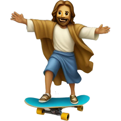 Jesus Christ riding skateboard emoji
