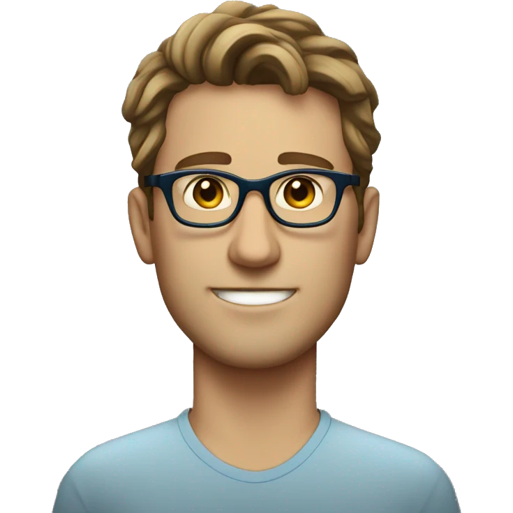 tall white man with wavy short brunette hair and blue eyes wearing glasses emoji