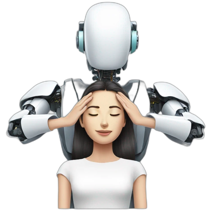 Person getting head massage from robot emoji