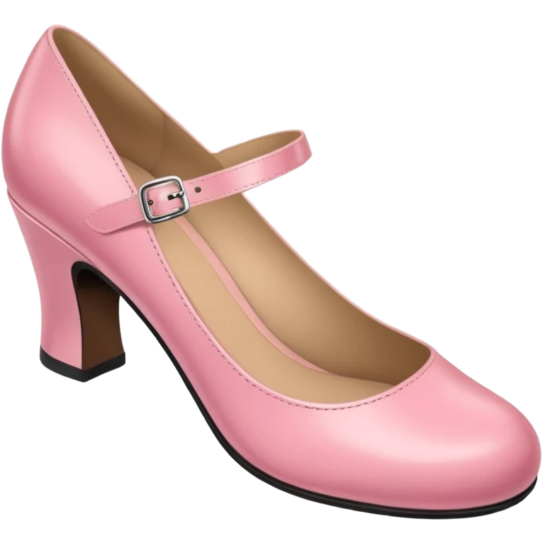 Has a rounded toe and a strap across the instep — one pink pair resembles this style.Mary Jane emoji