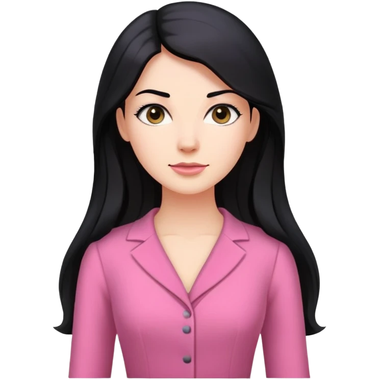 Business dress pink woman caucasian long black hair girl emoji
