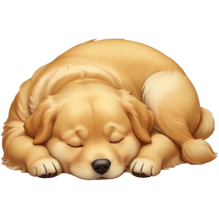 Cinematic Meme-Worthy Chubby Sleeping Golden Retriever Portrait Emoji, Head resting peacefully with a contented smile, featuring a delightfully chubby build and a luxuriously soft golden coat, eyes shut in a serene nap, Simplified yet hilariously adorable features, highly detailed, glowing with a soft, drowsy light, high shine, relaxed and utterly lovable, stylized with an air of playful laziness, bright and endearing, soft glowing outline, capturing the essence of a comically sleepy companion, so meme-worthy it feels like it could instantly become the next viral sensation of adorable slumber! emoji