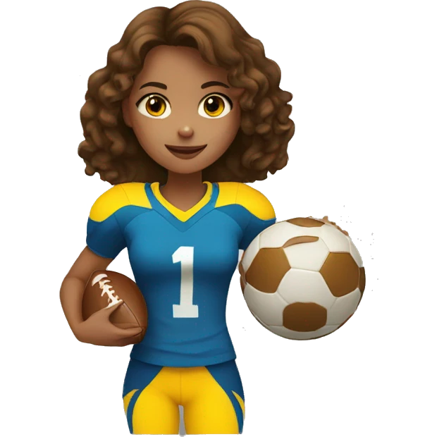 a girl with brown hair and a yellow football player with a small black ring on it emoji
