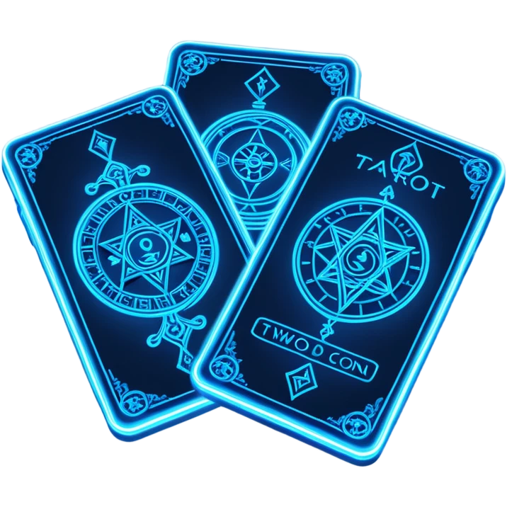 blue neon 2 tarot cards emoji