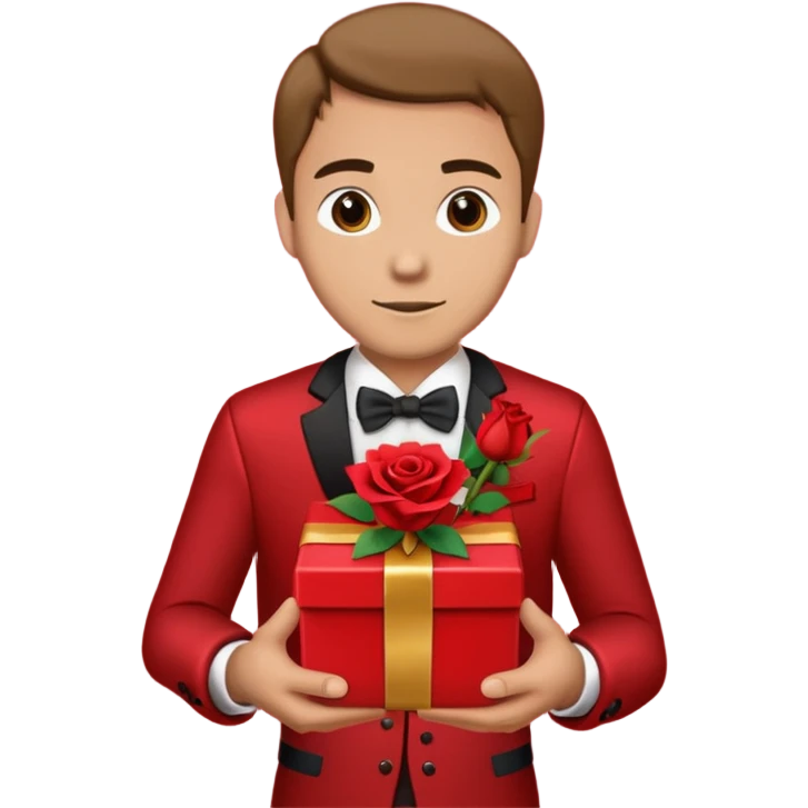 man with gift box and flower






























 emoji
