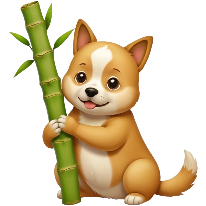 Dog eating a big bamboo emoji