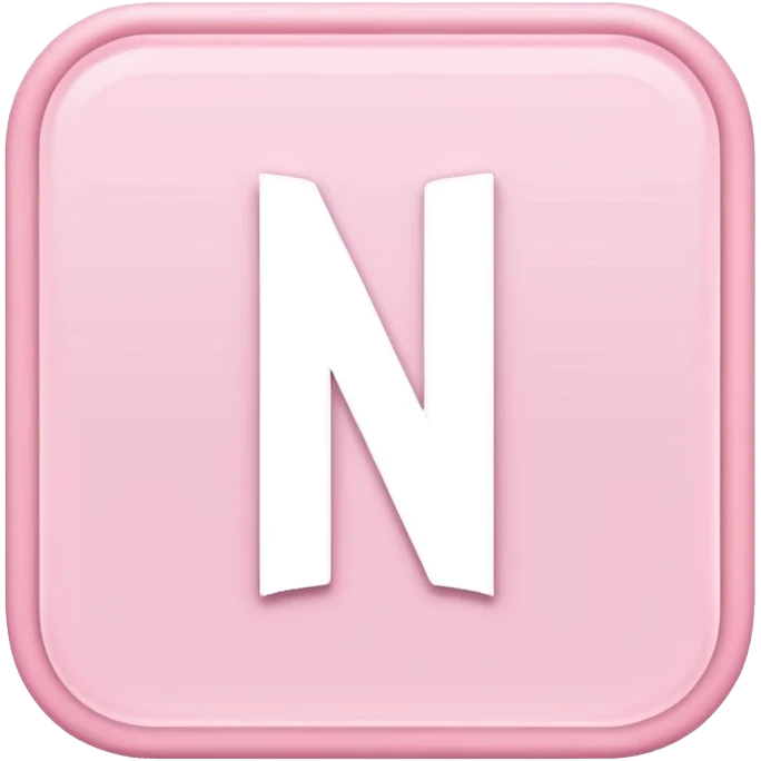 Netflix aesthetic "N" logo in pastel pink with white glowing outline around "N" emoji