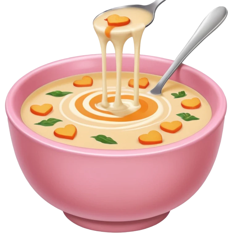 yummy soup in pink bowl emoji
