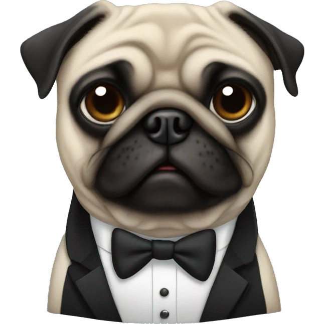 Pug in a tuxedo emoji