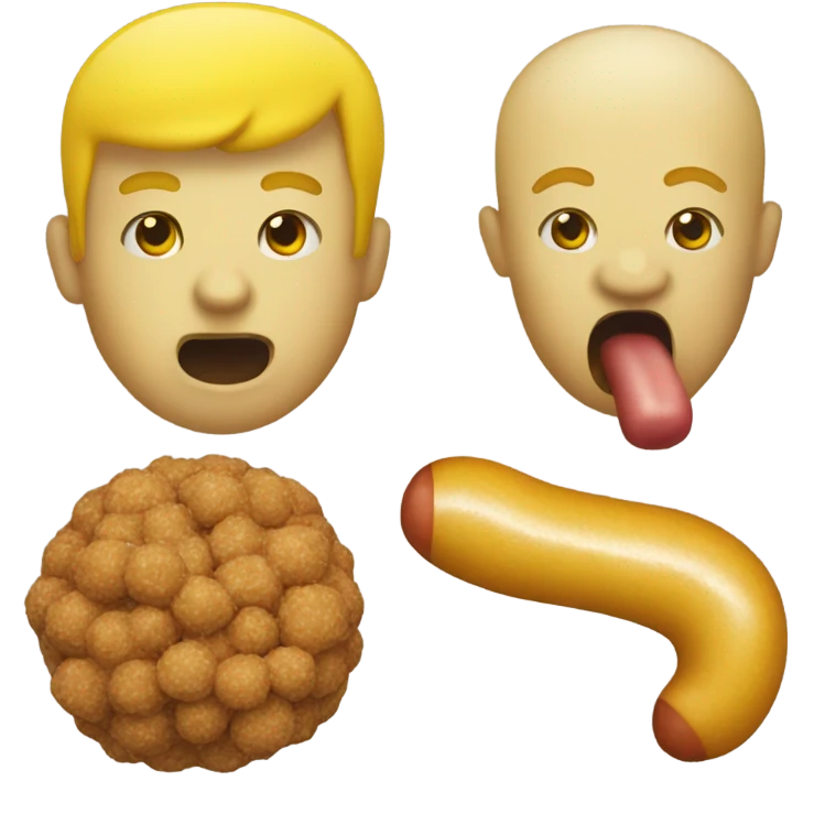 Yellow Sausage in the mouth with yellow meat balls yellow emoji emoji