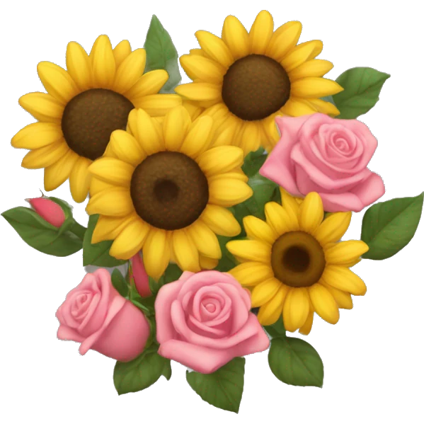 Ramo de rosas y girasoles  emoji