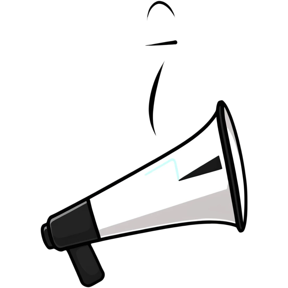 cartoon megaphone emitting sound emoji