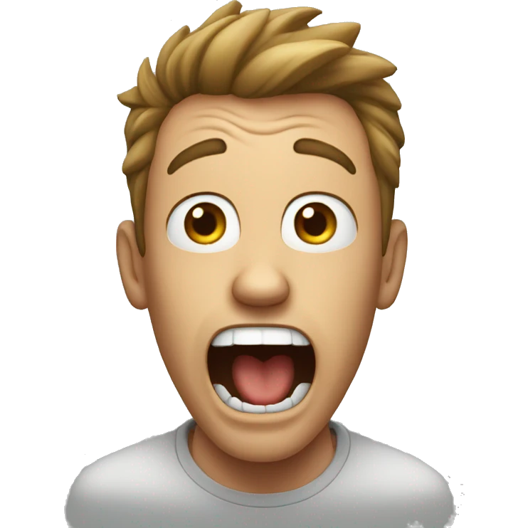 a guy that is screaming emoji