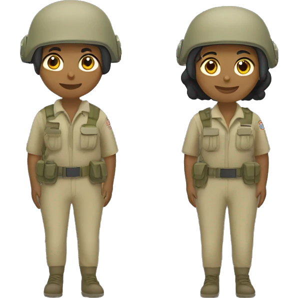 operator dressed in khaki color with a milatary helmet, without glasses, without headset, preferably female white emoji