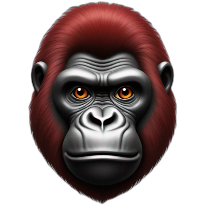 Tête de gorille réaliste de couleur rouge  emoji