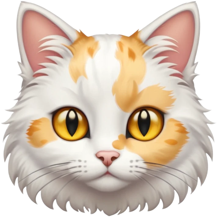 gatto bianco con macchie nere in testa e occhi gialli emoji