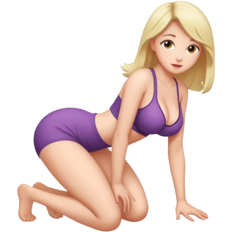 A full-length naked girl with big tits and a beautiful waist stands on all fours emoji