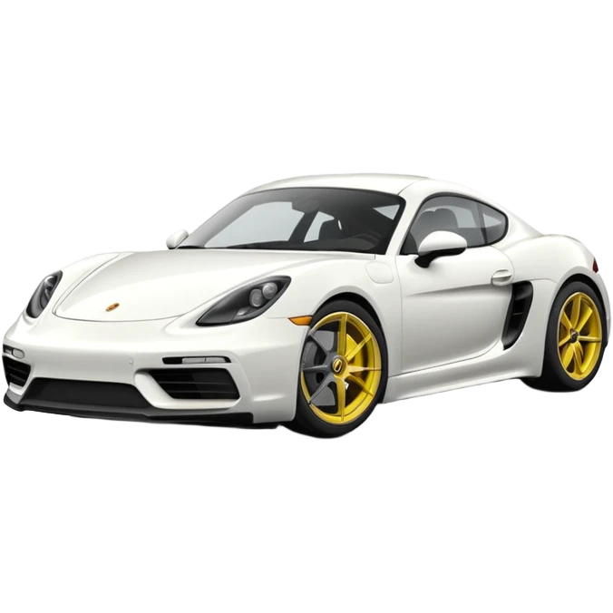 Matte White colored exterior 2024 Porsche 718 Cayman GTS 4.0 with "yellow ceramic brake calipers" only and dark silver anthracite rims emoji