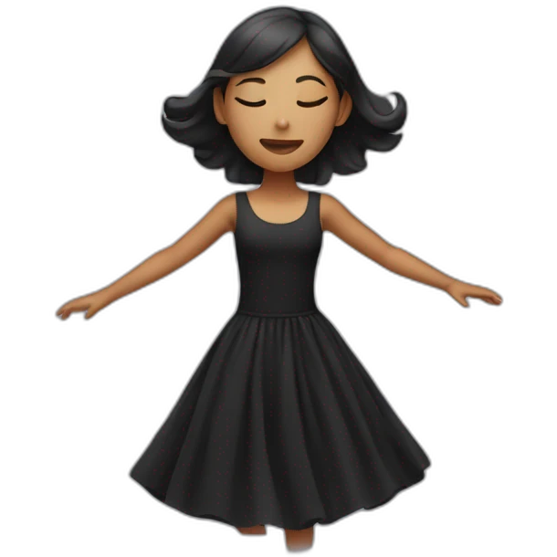 Girl dress in black dancing with the eyes closed emoji