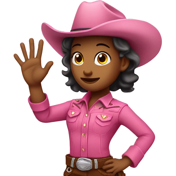 Pink cowboy girl make ok sign with raised hand emoji
