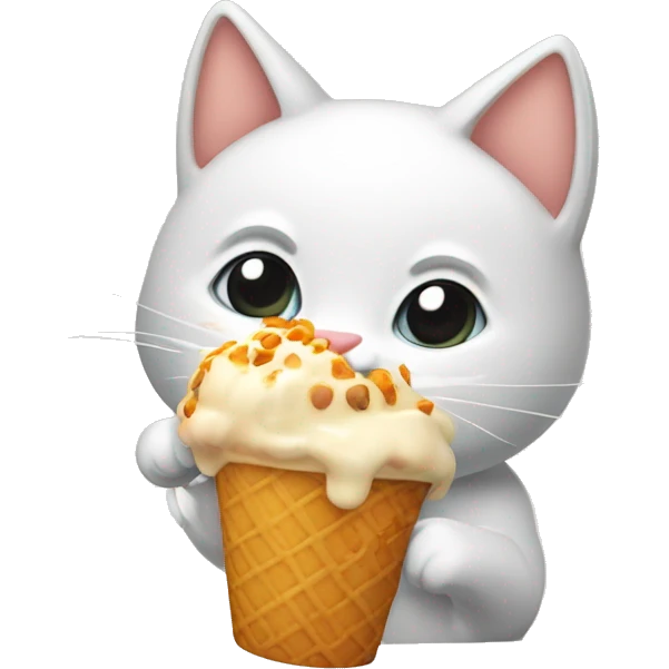 Un gato naranjo comiendo helado  emoji
