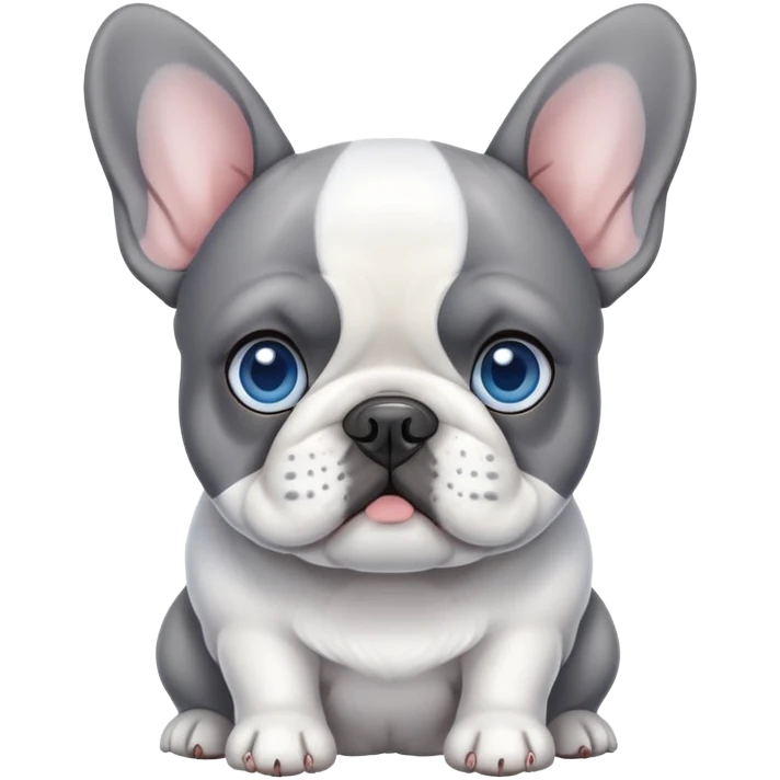 Bulldog francese bianco e grigio con occhi azzurri  emoji