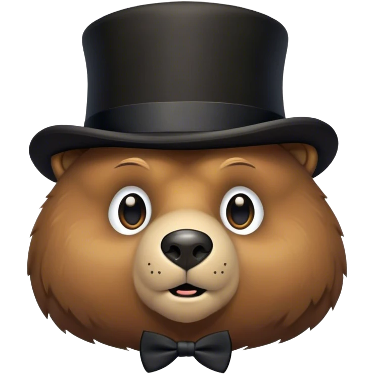 A brown bear with a black tie and black top hat  emoji