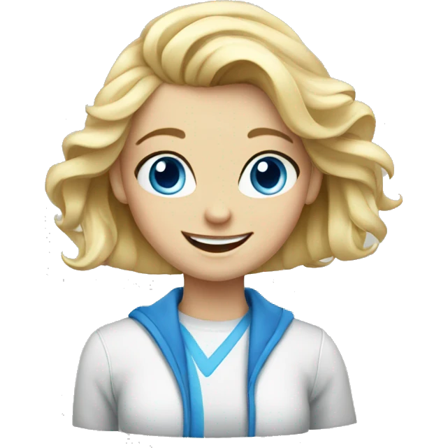 smiling blonde girl portrait blue eyes emoji
