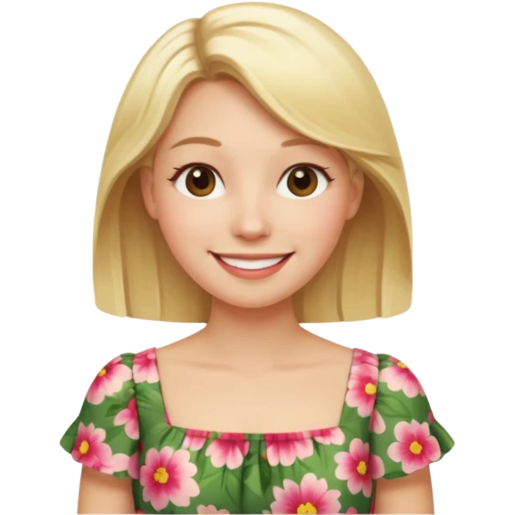 Blonde woman wearing floral dress emoji