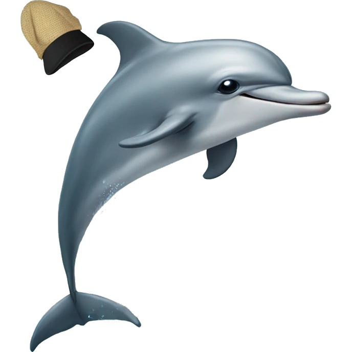 Dolphin with hat emoji