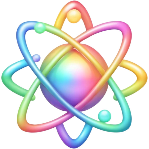 Pastel rainbow atom emoji