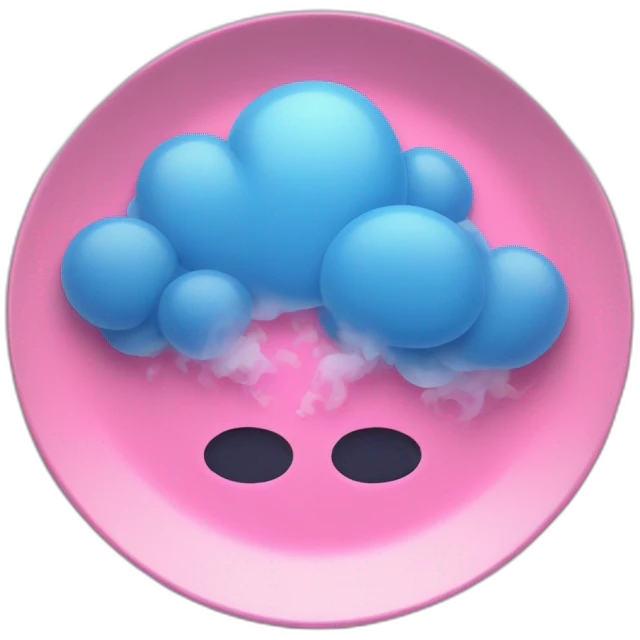 a pink plate with blue smoke coming out of it. emoji
