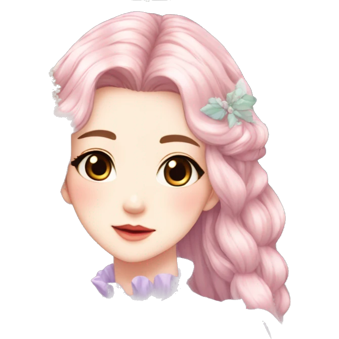 gorgeous pretty attractive anime lady beautiful hair with gorgeous dress fairycore cottagecore pastelcore detailed high quality trending VOGUE aesthetic head and bust sticker emoji