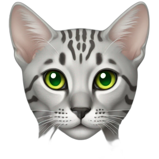 Egyptian Mau cat with green eyes emoji
