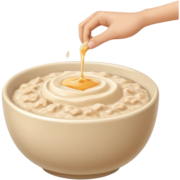 bowl of oatmeal with baby hand in it emoji