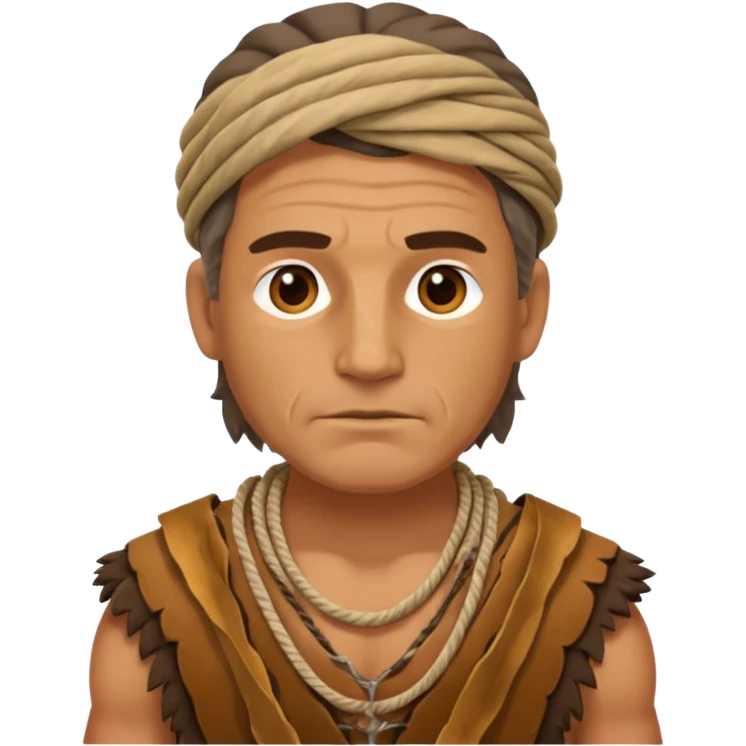 Ancient  man with animal skin clothes with ropes emoji