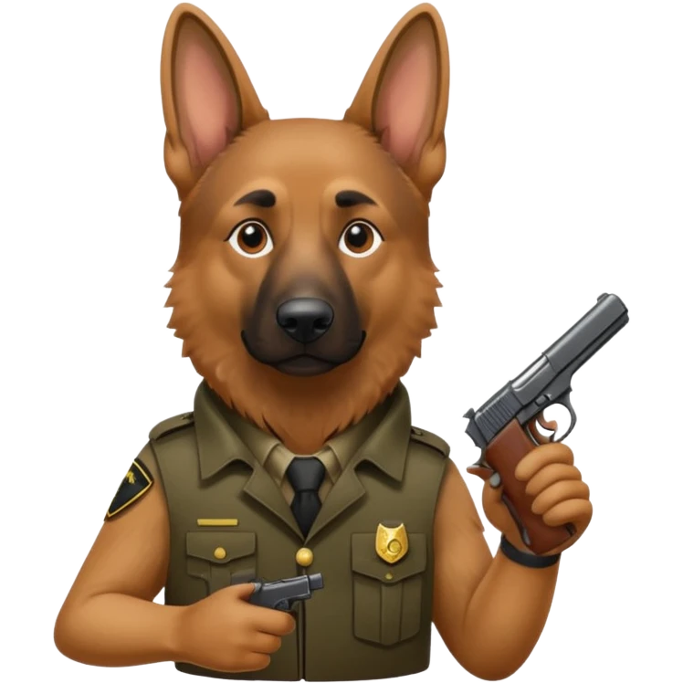 German shepherd with a pistol  emoji