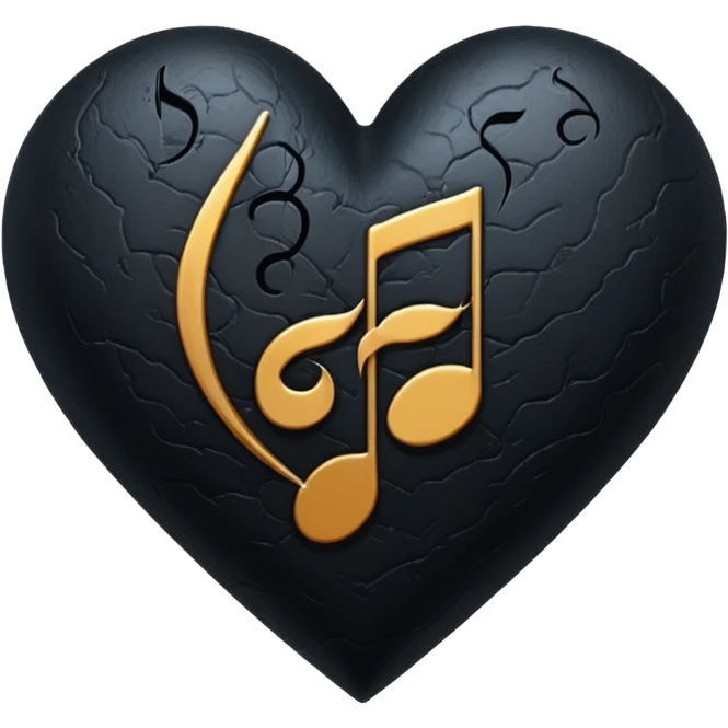 goth themed heart with a dark music note emoji