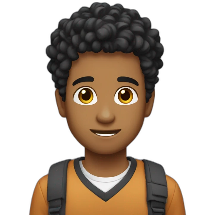 Chico Adolescente pelo negro arriba rizado emoji